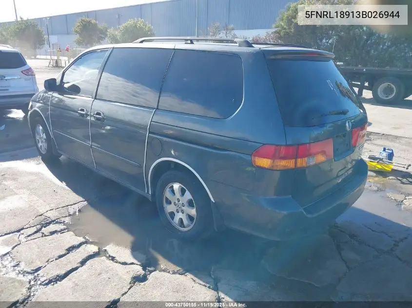 5FNRL18913B026944 2003 Honda Odyssey Ex-L