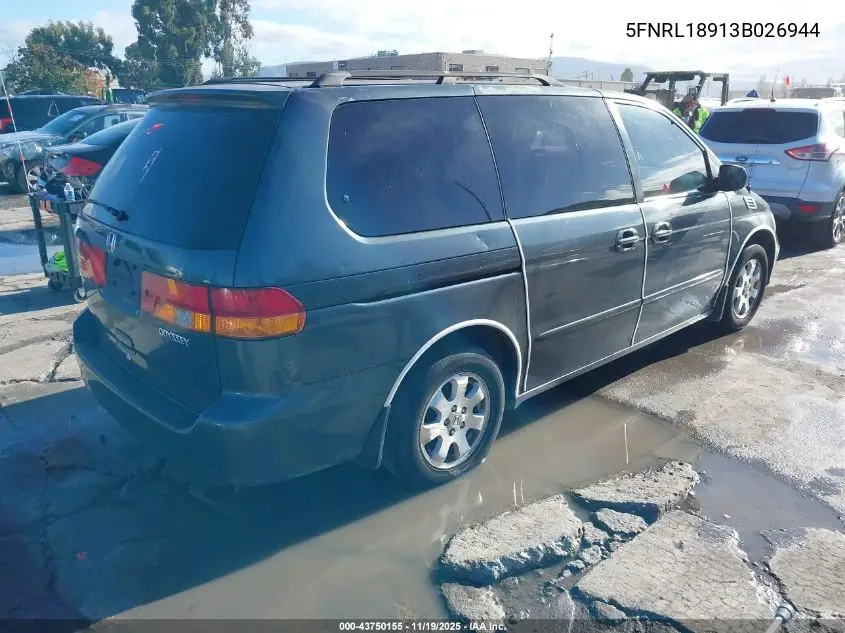 5FNRL18913B026944 2003 Honda Odyssey Ex-L