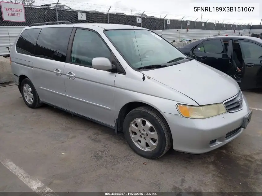 5FNRL189X3B151067 2003 Honda Odyssey Ex-L
