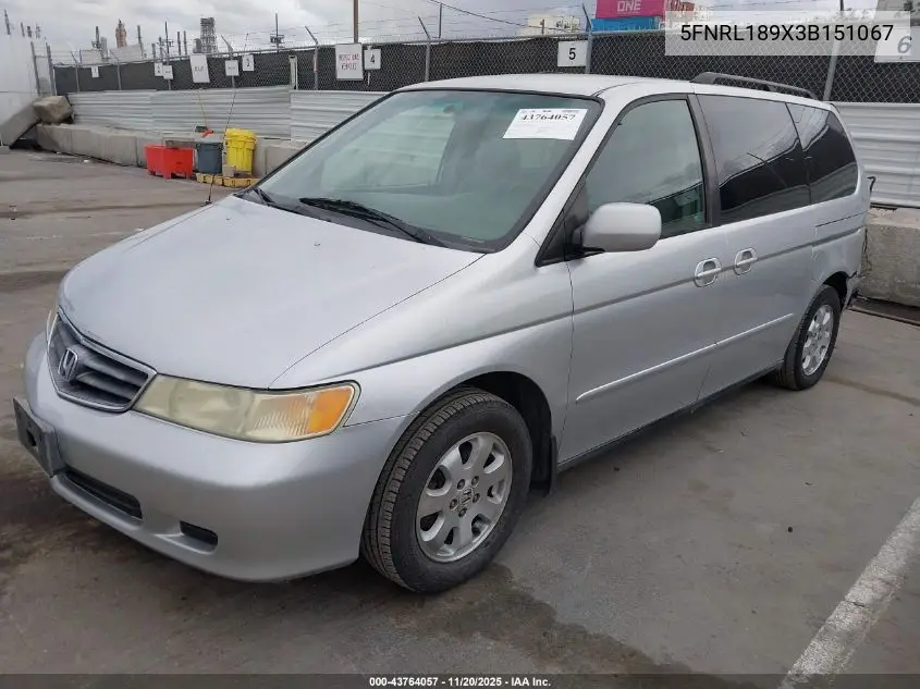 5FNRL189X3B151067 2003 Honda Odyssey Ex-L