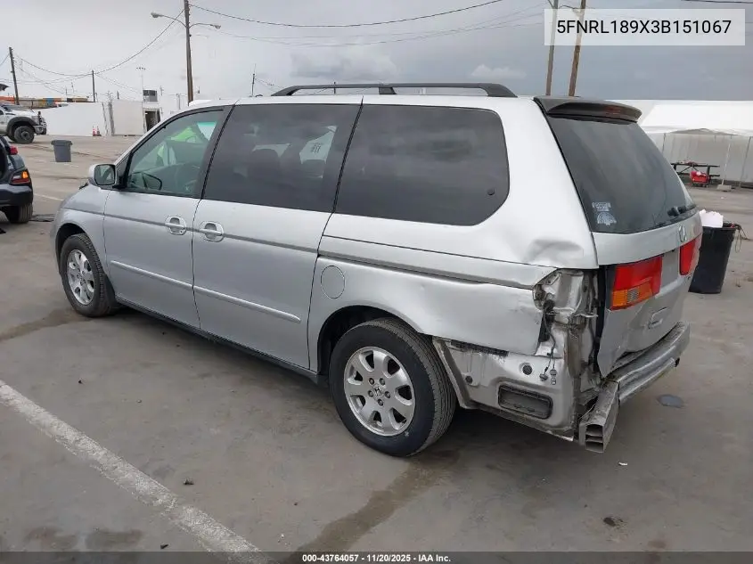 5FNRL189X3B151067 2003 Honda Odyssey Ex-L