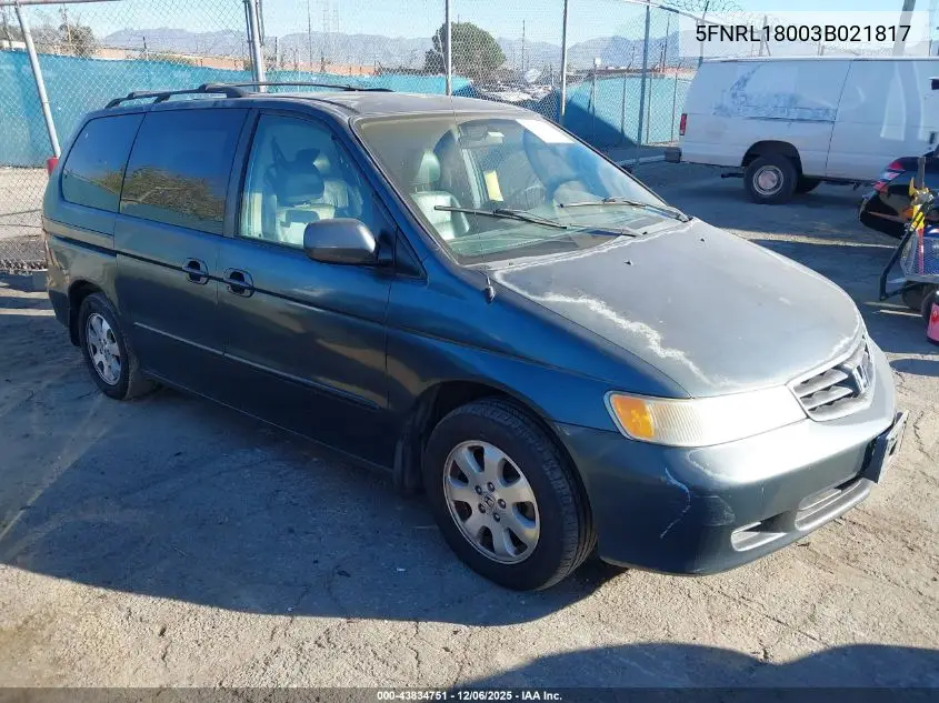 5FNRL18003B021817 2003 Honda Odyssey Ex-L