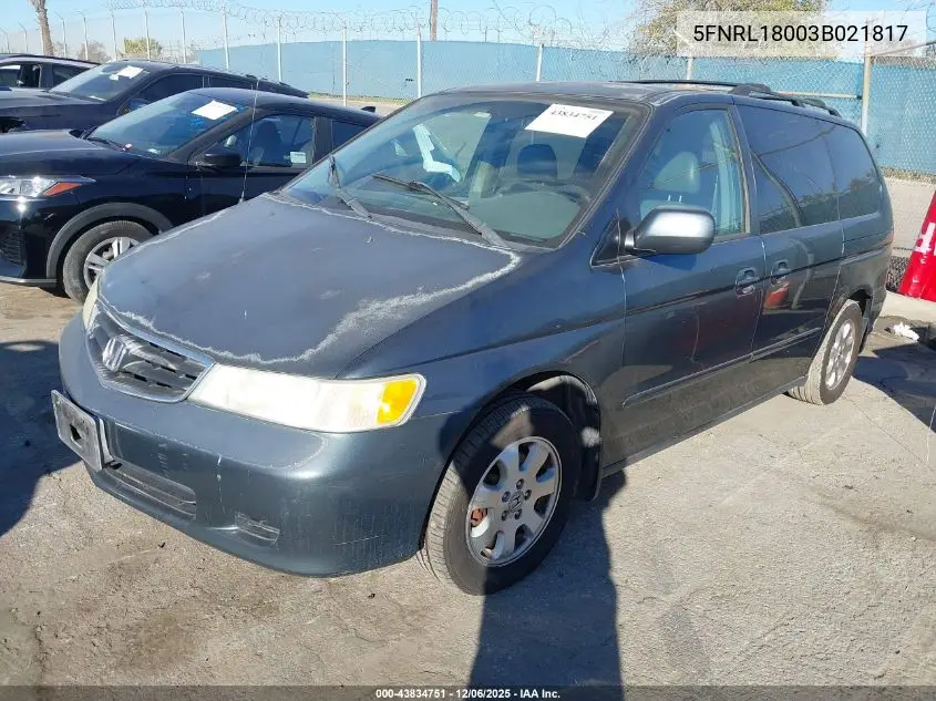 5FNRL18003B021817 2003 Honda Odyssey Ex-L