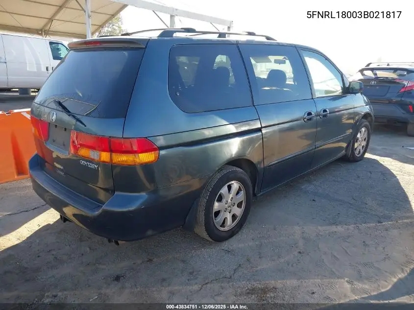 5FNRL18003B021817 2003 Honda Odyssey Ex-L