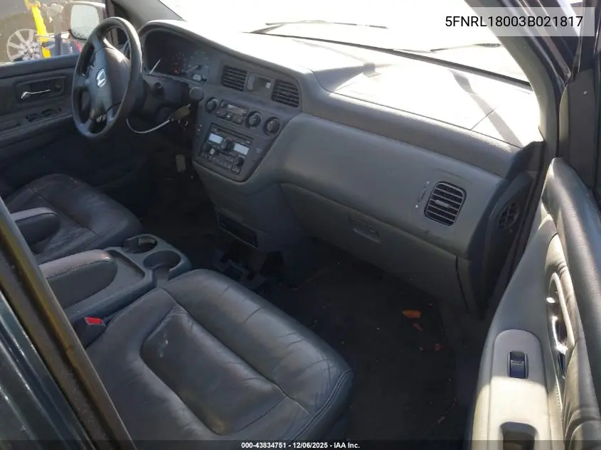 5FNRL18003B021817 2003 Honda Odyssey Ex-L