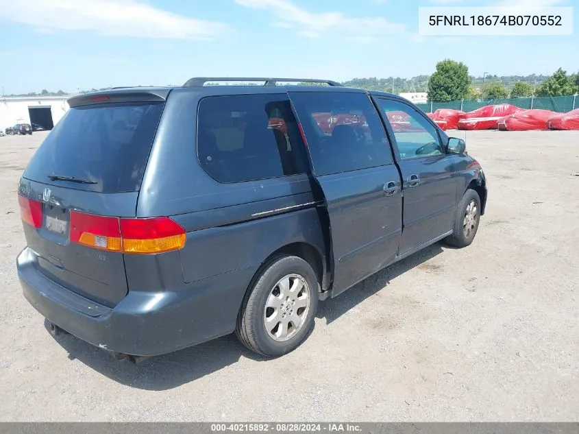 2004 Honda Odyssey Ex VIN: 5FNRL18674B070552 Lot: 40215892