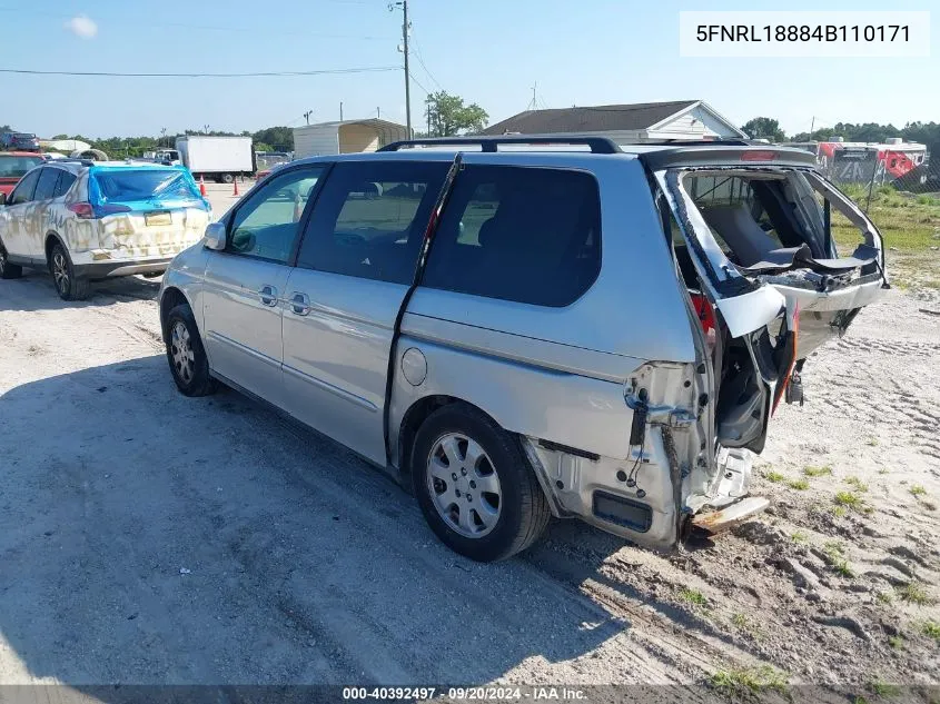 2004 Honda Odyssey Ex VIN: 5FNRL18884B110171 Lot: 40392497