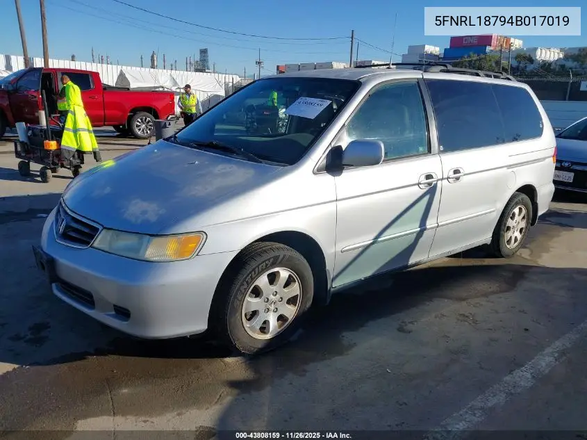 5FNRL18794B017019 2004 Honda Odyssey Ex-L