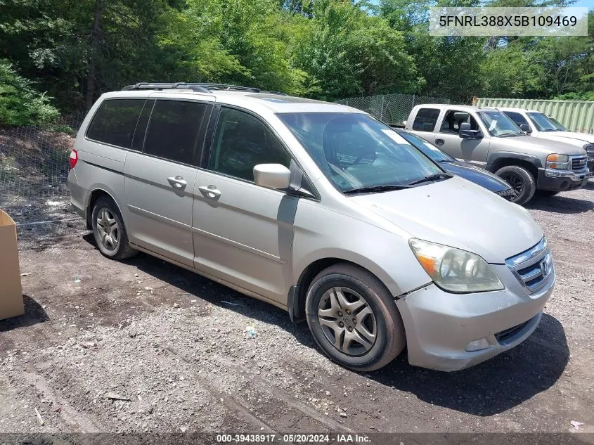 2005 Honda Odyssey Touring VIN: 5FNRL388X5B109469 Lot: 39438917