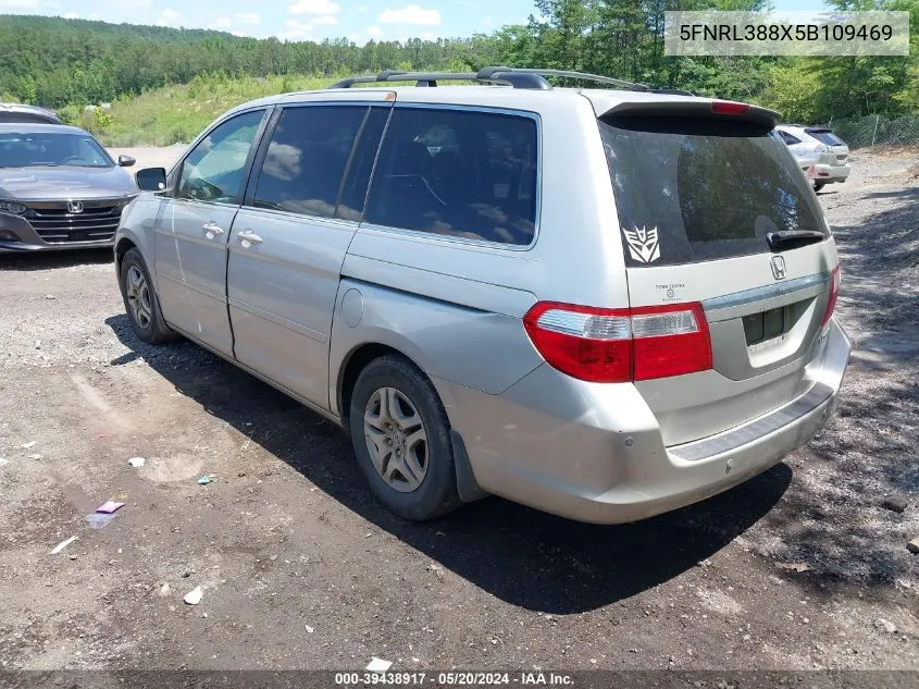 2005 Honda Odyssey Touring VIN: 5FNRL388X5B109469 Lot: 39438917