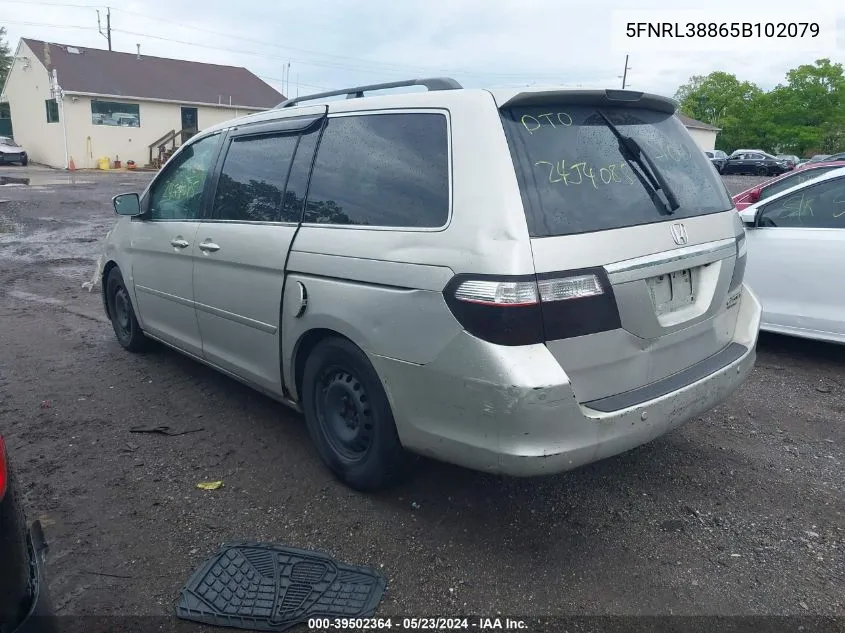 2005 Honda Odyssey Touring VIN: 5FNRL38865B102079 Lot: 39502364