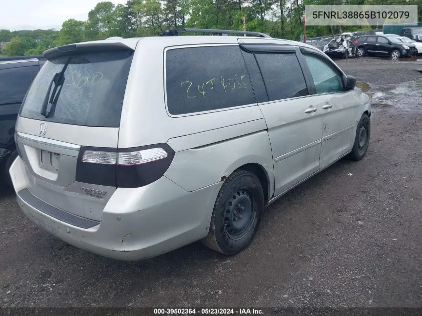 2005 Honda Odyssey Touring VIN: 5FNRL38865B102079 Lot: 39502364