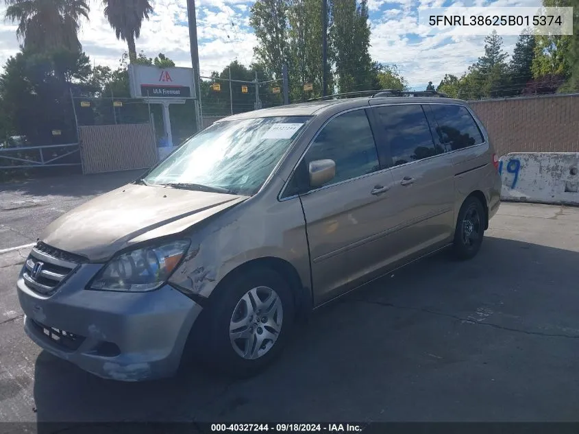 2005 Honda Odyssey Ex-L VIN: 5FNRL38625B015374 Lot: 40327244