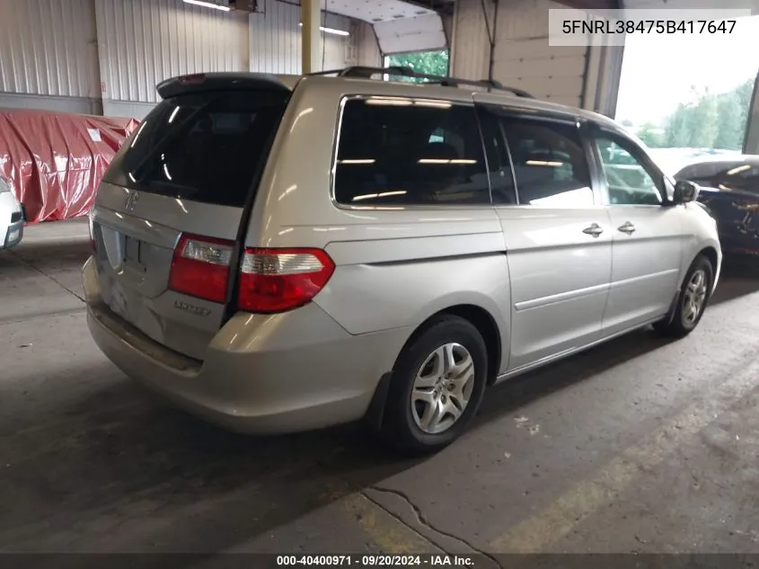 5FNRL38475B417647 2005 Honda Odyssey Ex