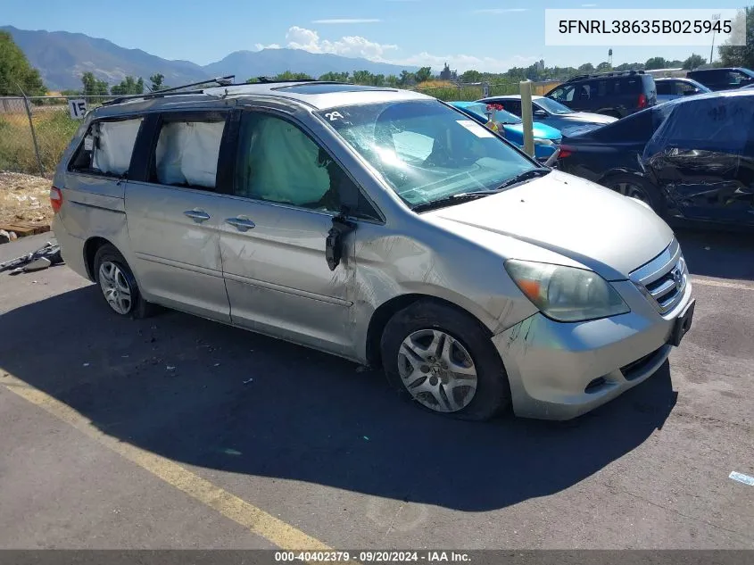 5FNRL38635B025945 2005 Honda Odyssey Ex-L