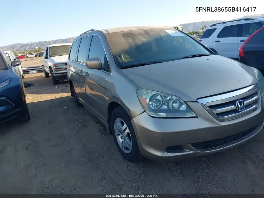 5FNRL38655B416417 2005 Honda Odyssey Ex-L