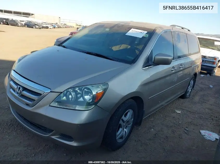 5FNRL38655B416417 2005 Honda Odyssey Ex-L