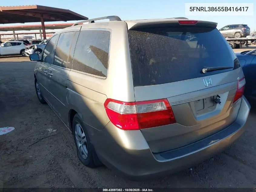 5FNRL38655B416417 2005 Honda Odyssey Ex-L