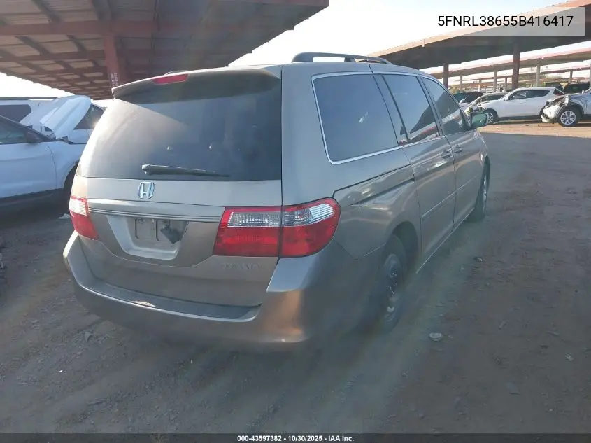5FNRL38655B416417 2005 Honda Odyssey Ex-L