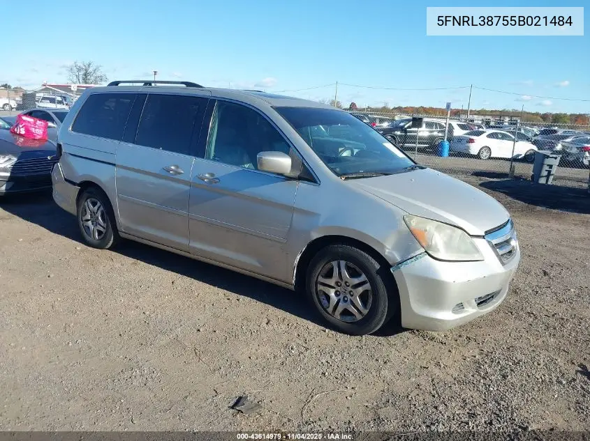 5FNRL38755B021484 2005 Honda Odyssey Ex-L