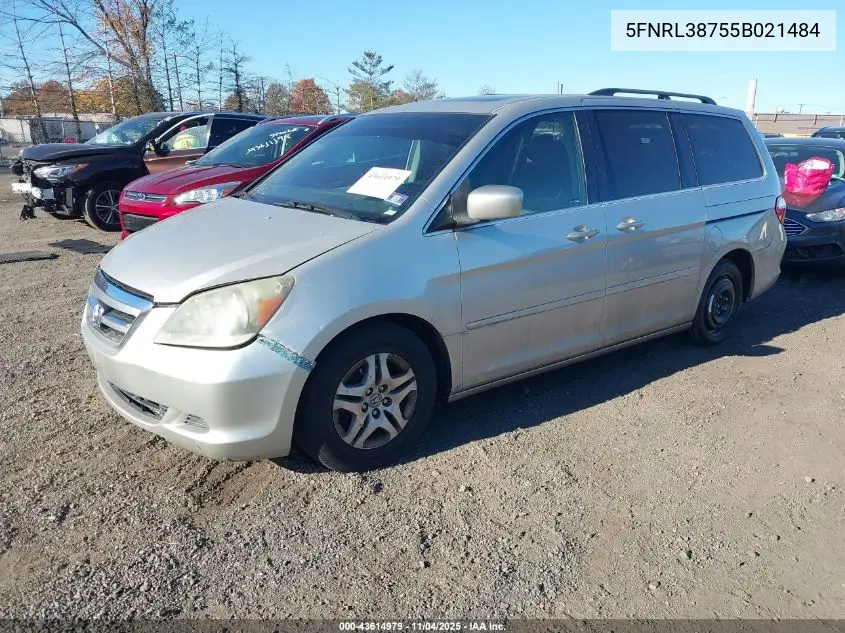 5FNRL38755B021484 2005 Honda Odyssey Ex-L