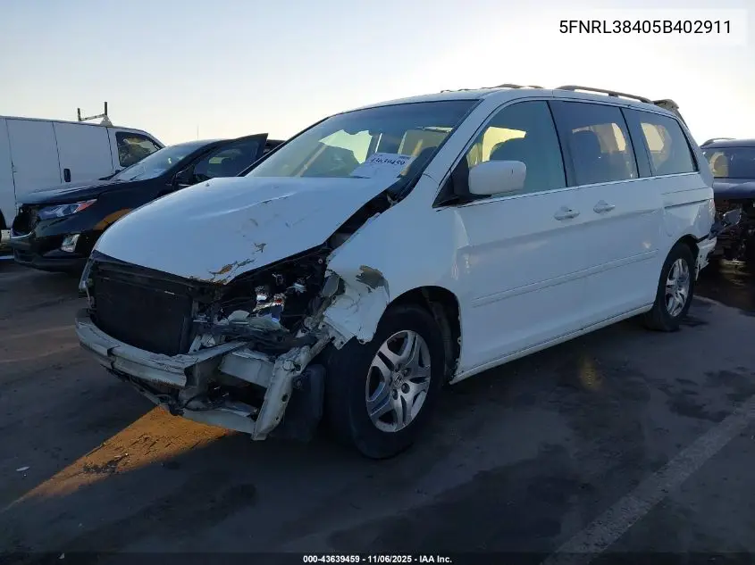 5FNRL38405B402911 2005 Honda Odyssey Ex