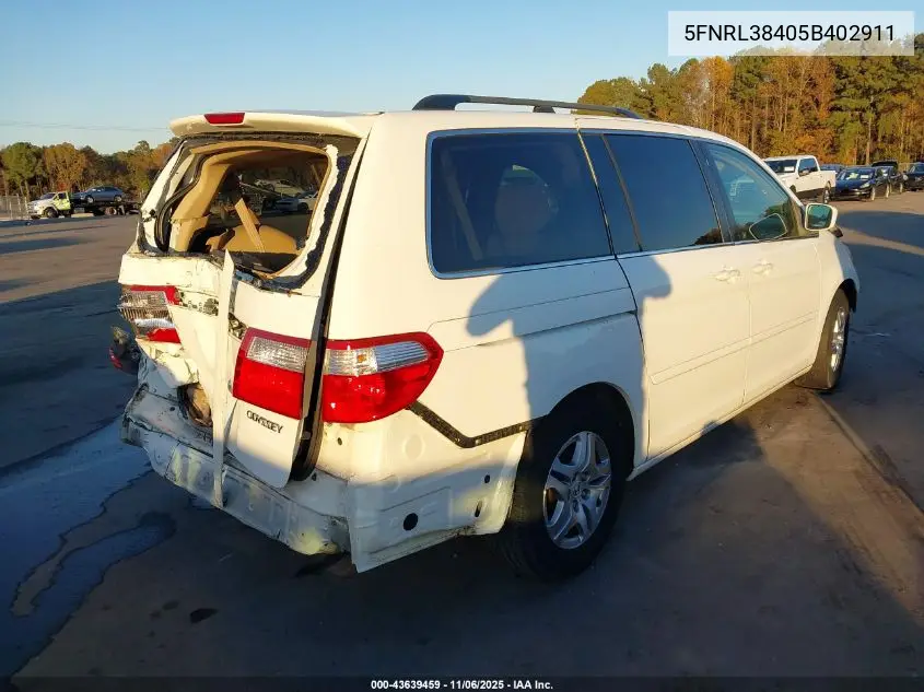 5FNRL38405B402911 2005 Honda Odyssey Ex