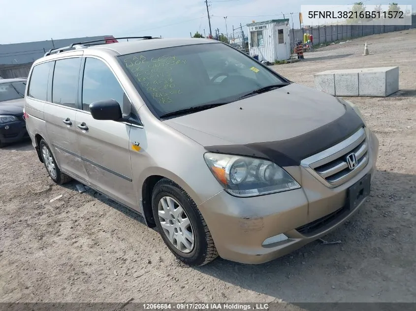 5FNRL38216B511572 2006 Honda Odyssey