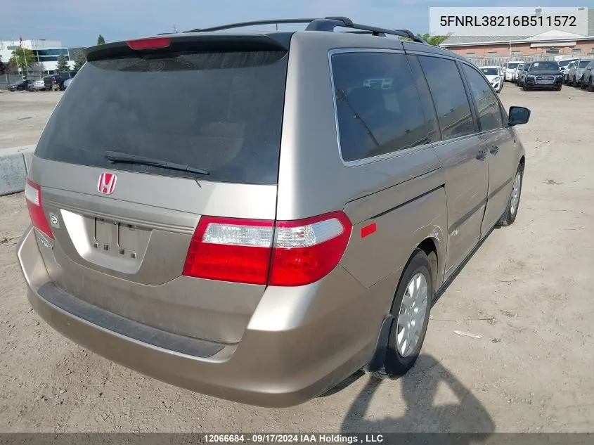 5FNRL38216B511572 2006 Honda Odyssey