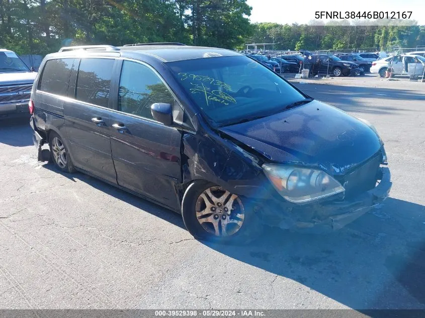 2006 Honda Odyssey Ex VIN: 5FNRL38446B012167 Lot: 39529398