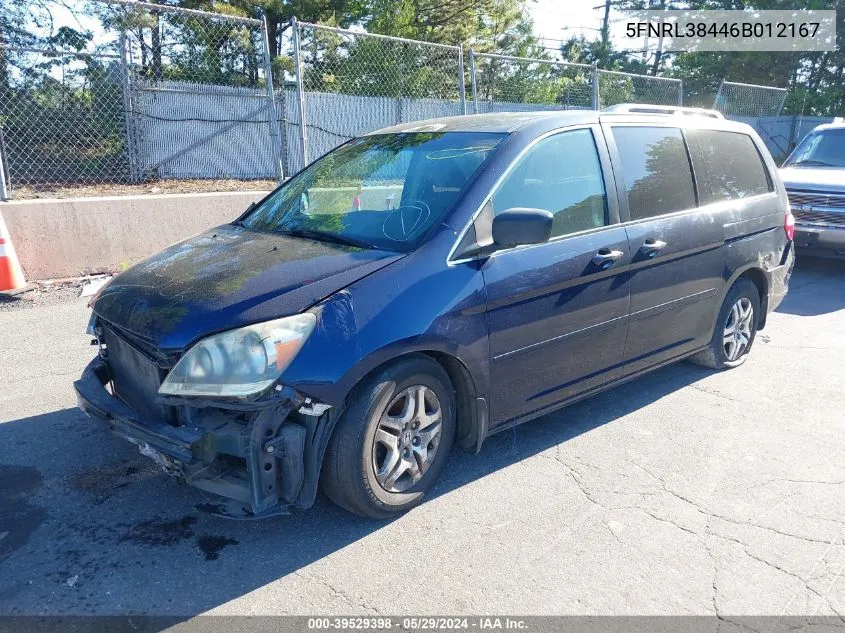 2006 Honda Odyssey Ex VIN: 5FNRL38446B012167 Lot: 39529398