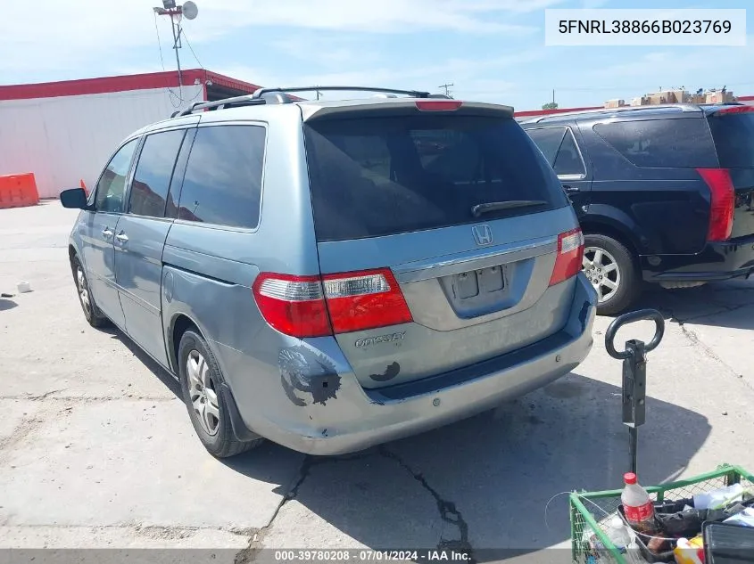 2006 Honda Odyssey Touring VIN: 5FNRL38866B023769 Lot: 39780208