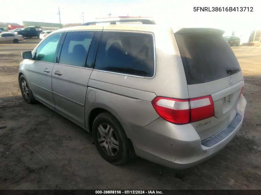 2006 Honda Odyssey Ex-L VIN: 5FNRL38616B413712 Lot: 39878116