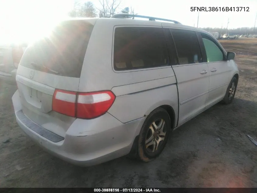 2006 Honda Odyssey Ex-L VIN: 5FNRL38616B413712 Lot: 39878116