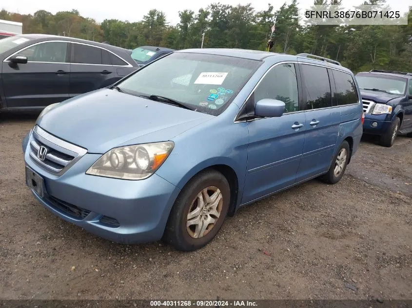 2006 Honda Odyssey Ex-L VIN: 5FNRL38676B071425 Lot: 40311268