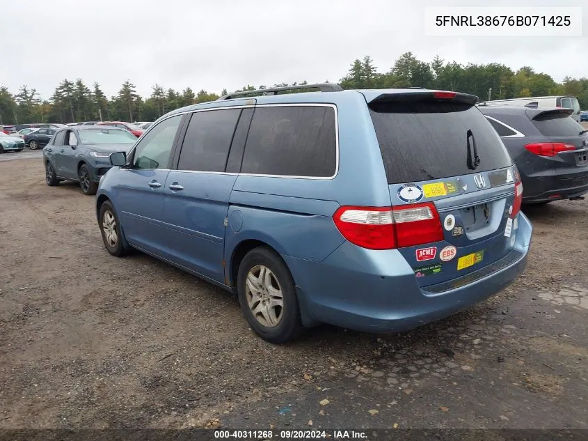 2006 Honda Odyssey Ex-L VIN: 5FNRL38676B071425 Lot: 40311268