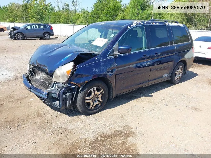 2006 Honda Odyssey Touring VIN: 5FNRL38856B089570 Lot: 40387401