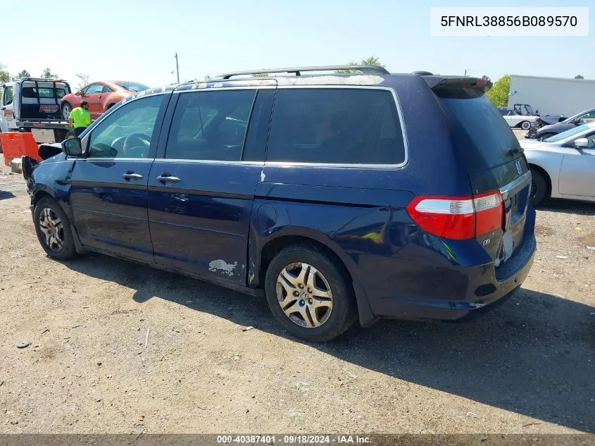 2006 Honda Odyssey Touring VIN: 5FNRL38856B089570 Lot: 40387401