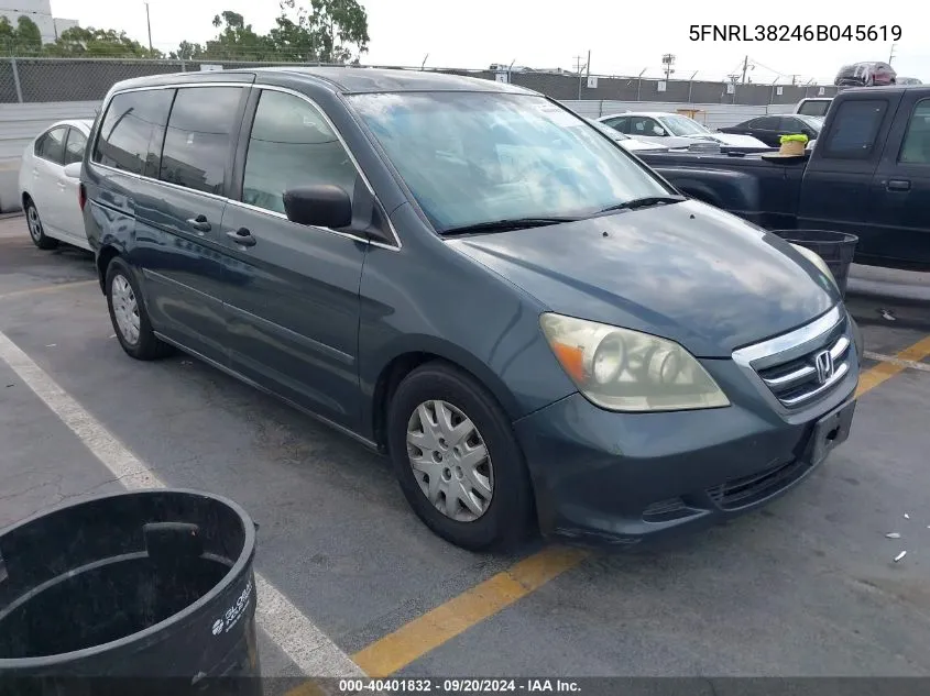 2006 Honda Odyssey Lx VIN: 5FNRL38246B045619 Lot: 40401832