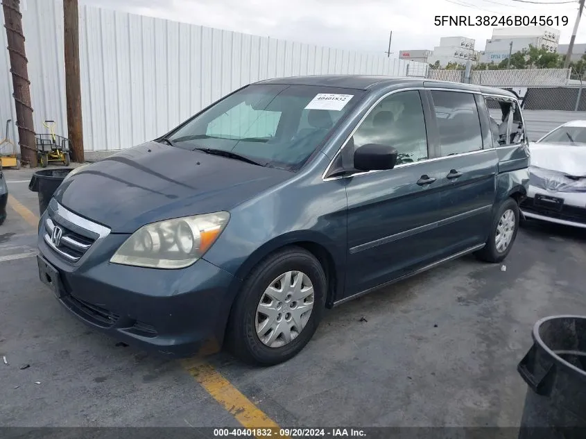 2006 Honda Odyssey Lx VIN: 5FNRL38246B045619 Lot: 40401832