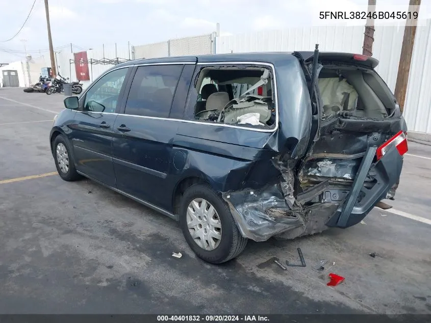 5FNRL38246B045619 2006 Honda Odyssey Lx