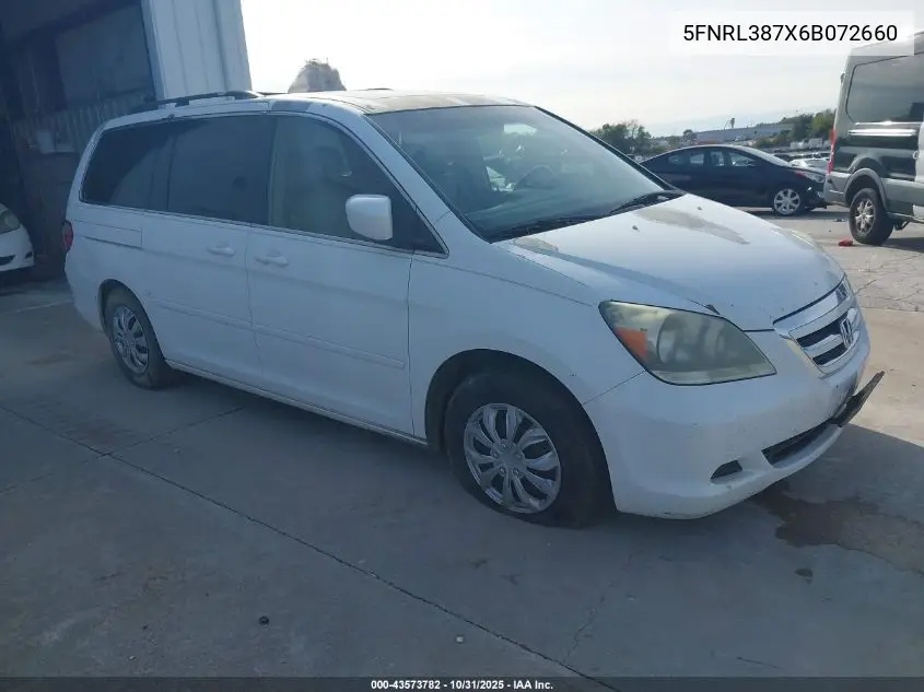 5FNRL387X6B072660 2006 Honda Odyssey Ex-L