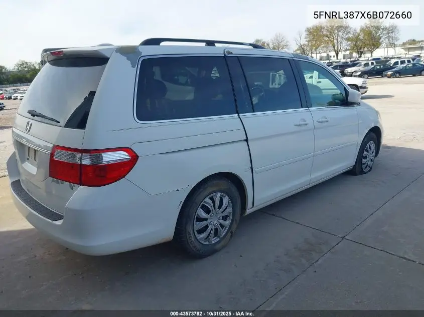 5FNRL387X6B072660 2006 Honda Odyssey Ex-L