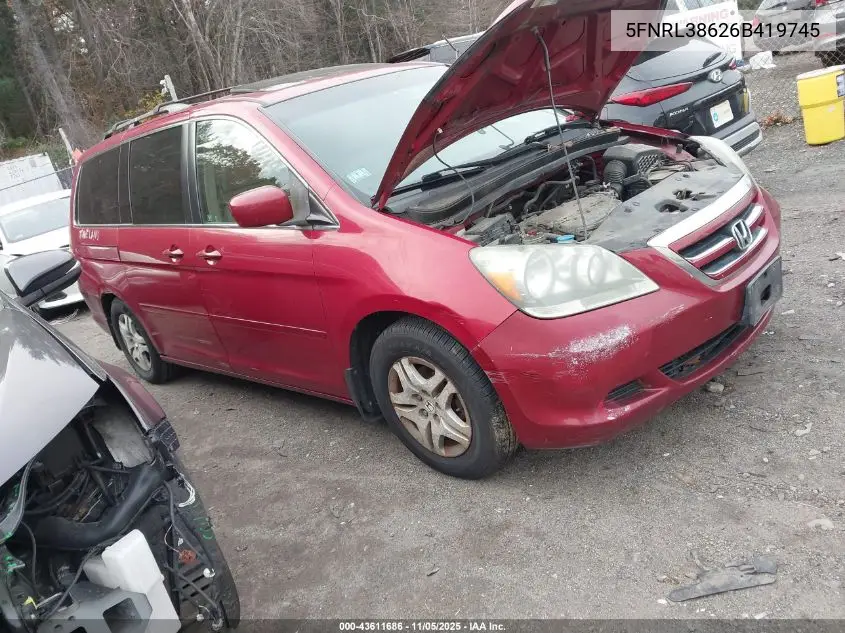 5FNRL38626B419745 2006 Honda Odyssey Ex-L