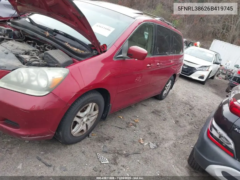 5FNRL38626B419745 2006 Honda Odyssey Ex-L