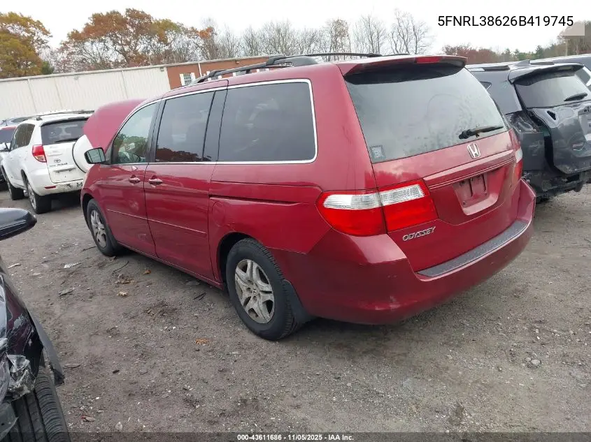 5FNRL38626B419745 2006 Honda Odyssey Ex-L