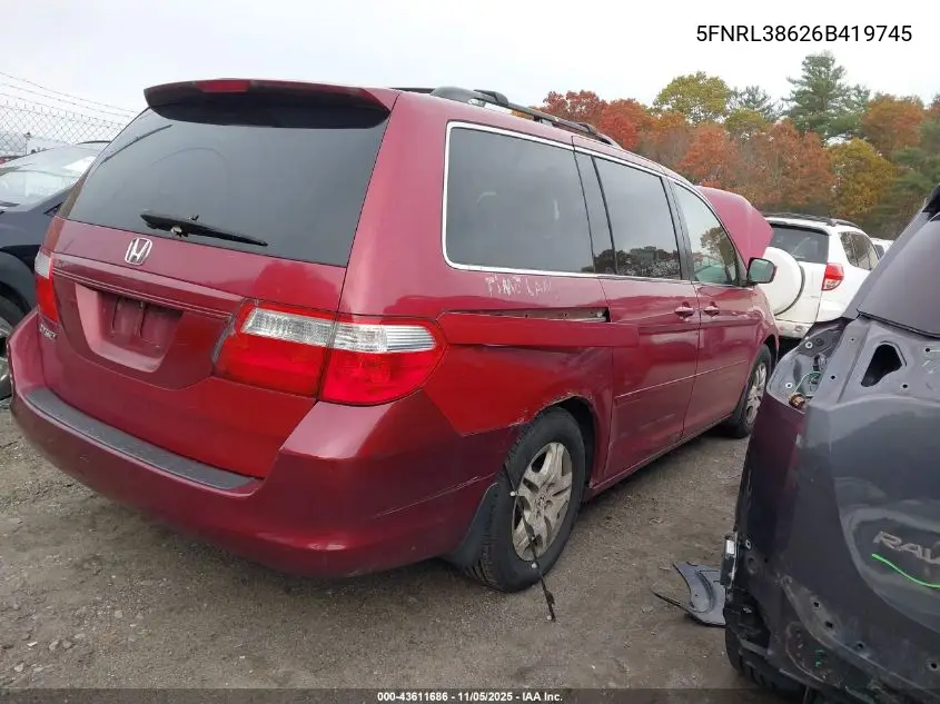 5FNRL38626B419745 2006 Honda Odyssey Ex-L