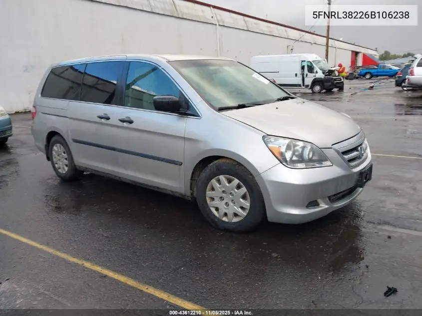 5FNRL38226B106238 2006 Honda Odyssey Lx