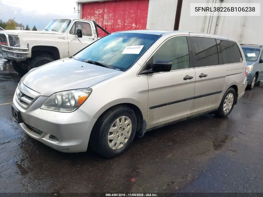 5FNRL38226B106238 2006 Honda Odyssey Lx