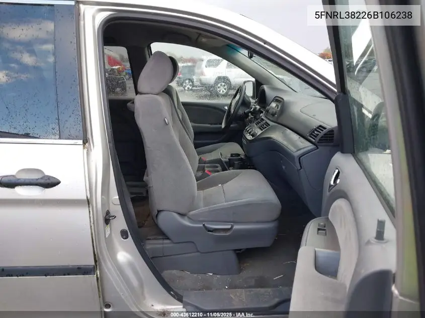 5FNRL38226B106238 2006 Honda Odyssey Lx